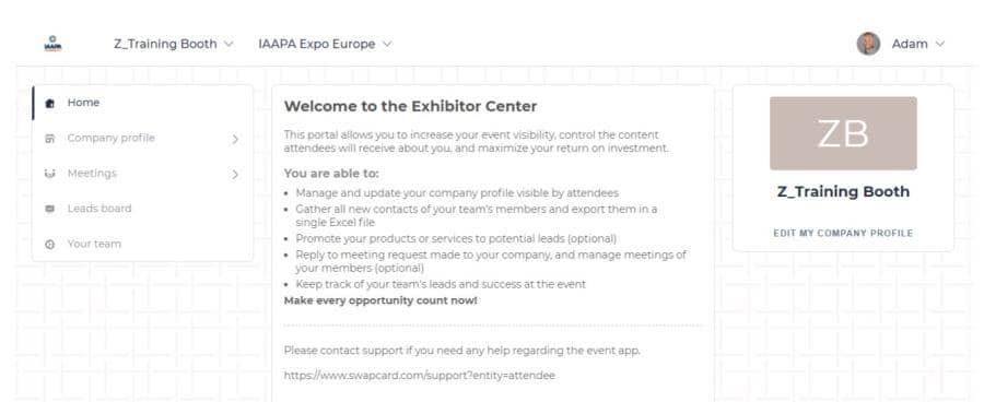 Exhibitor Center Navigation Bar